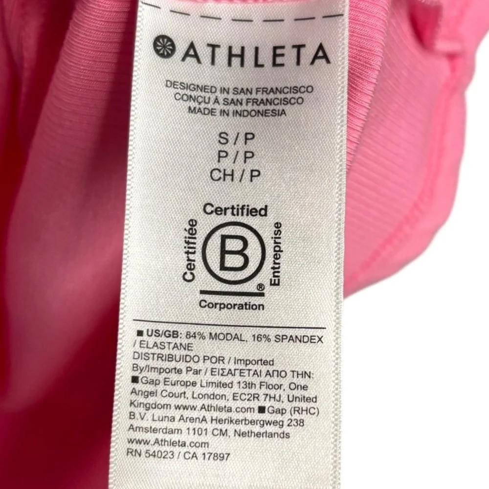 Athleta Signature Rib Tee Dress Bubblegum Raphanus Pink Barbie Size Small - Picture 6 of 13